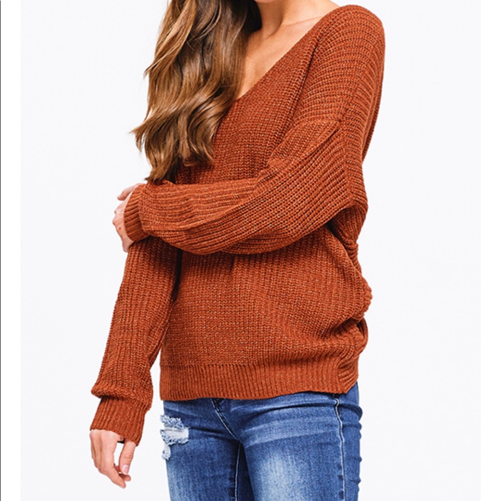 ARRIVEDV-Neck Twist Knotted Sweater Top! - Picture 2 of 6